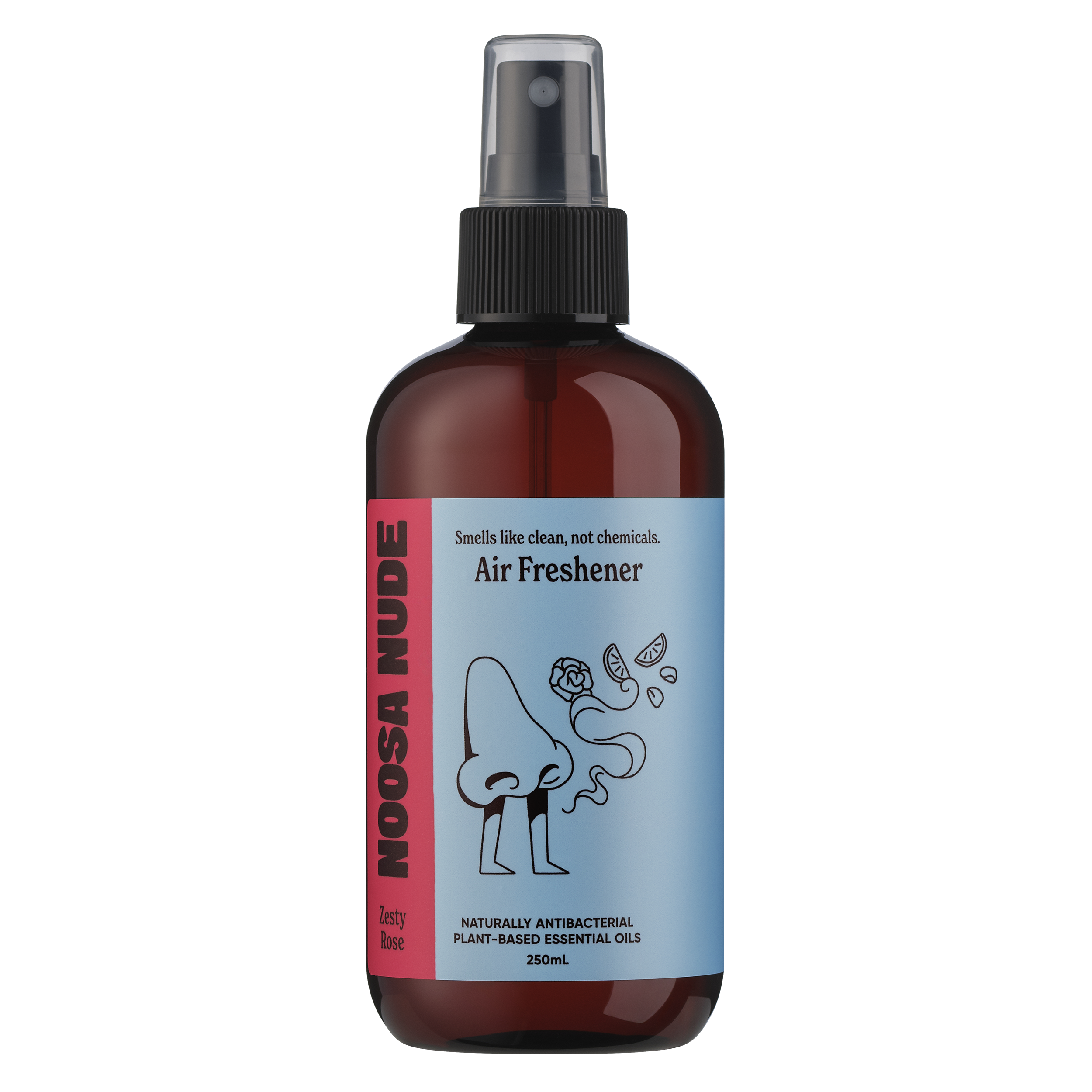 Air freshener bottle with a label on a white background