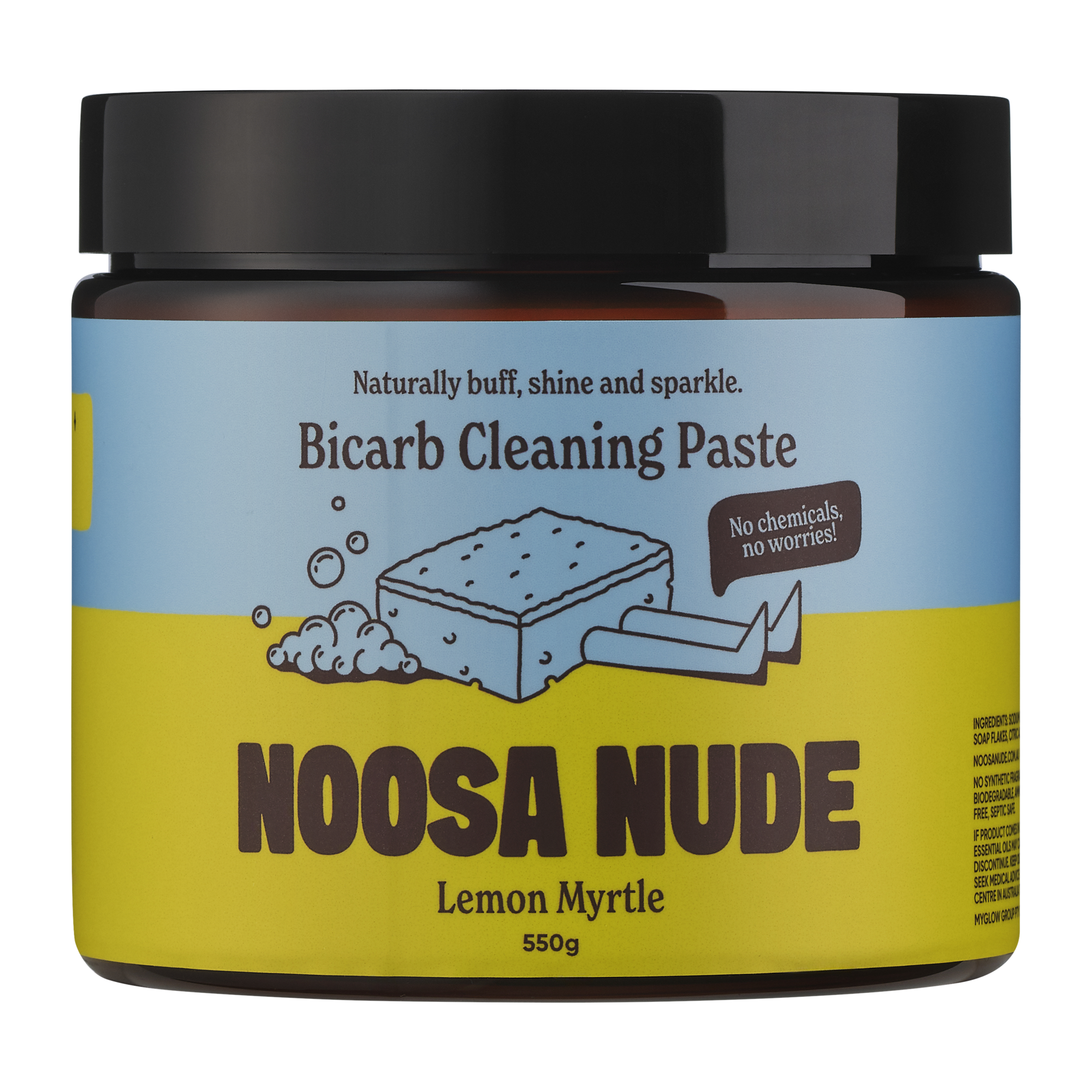 Jar of Bicarb Cleaning Paste with 'Noosa Nude' branding