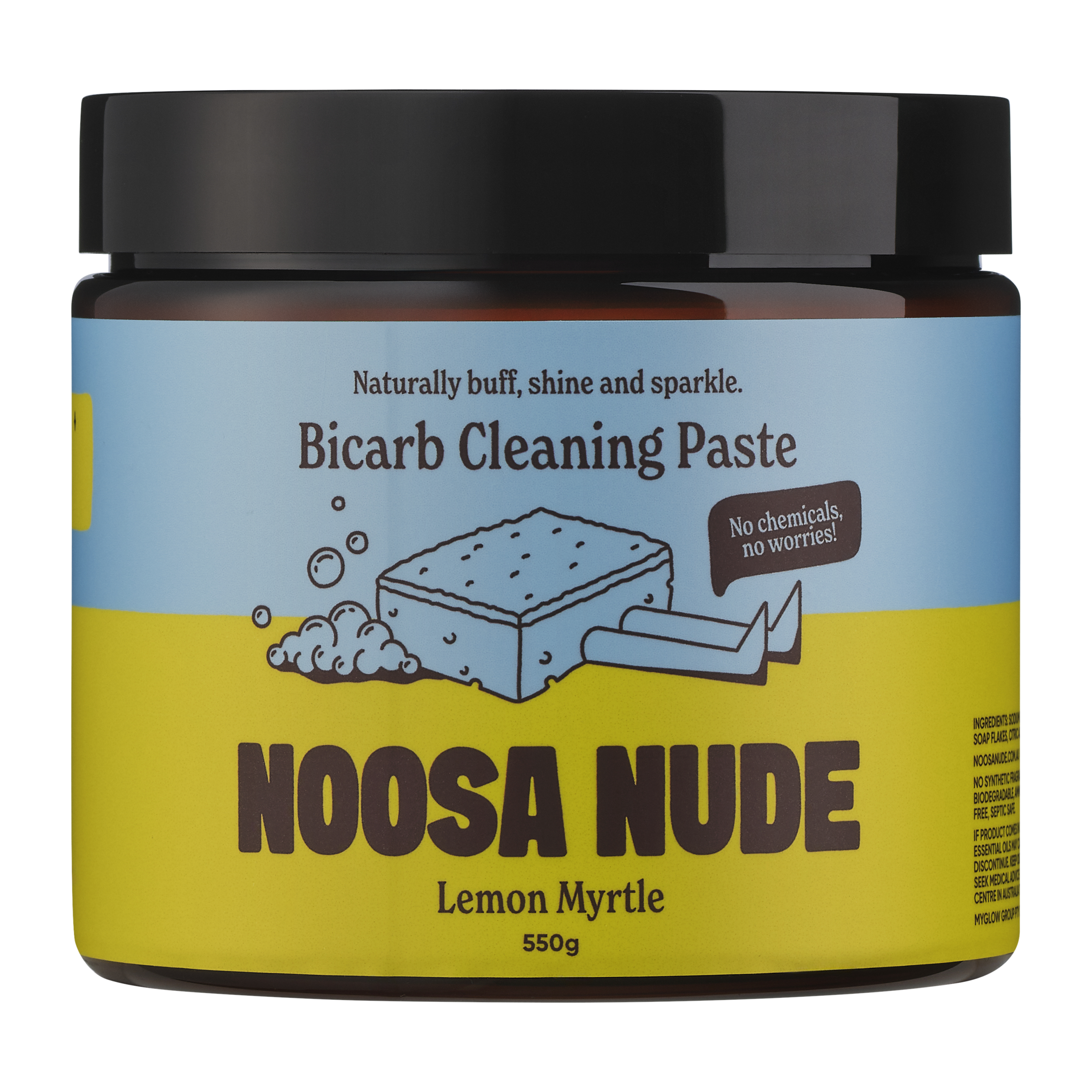 Jar of Bicarb Cleaning Paste with 'Noosa Nude' branding